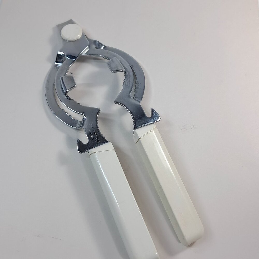 Vintage Leifheit Universal Jar Lid Can‎ Opener West Germany white plastic handle